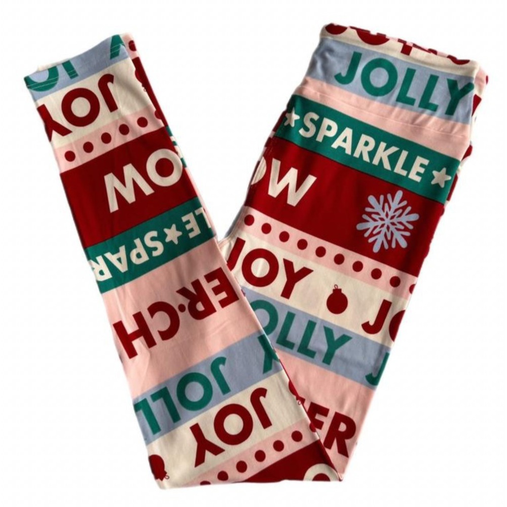 LuLaRoe Womens Leggings Size TC Joy Jolly Snow Cheer Holiday Christmas 2025 NWT